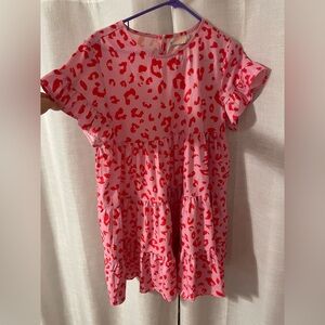 Pink and Red Leopard Print Dress